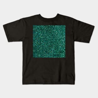 Sparkly Jade Green Peacock Glitter Kids T-Shirt